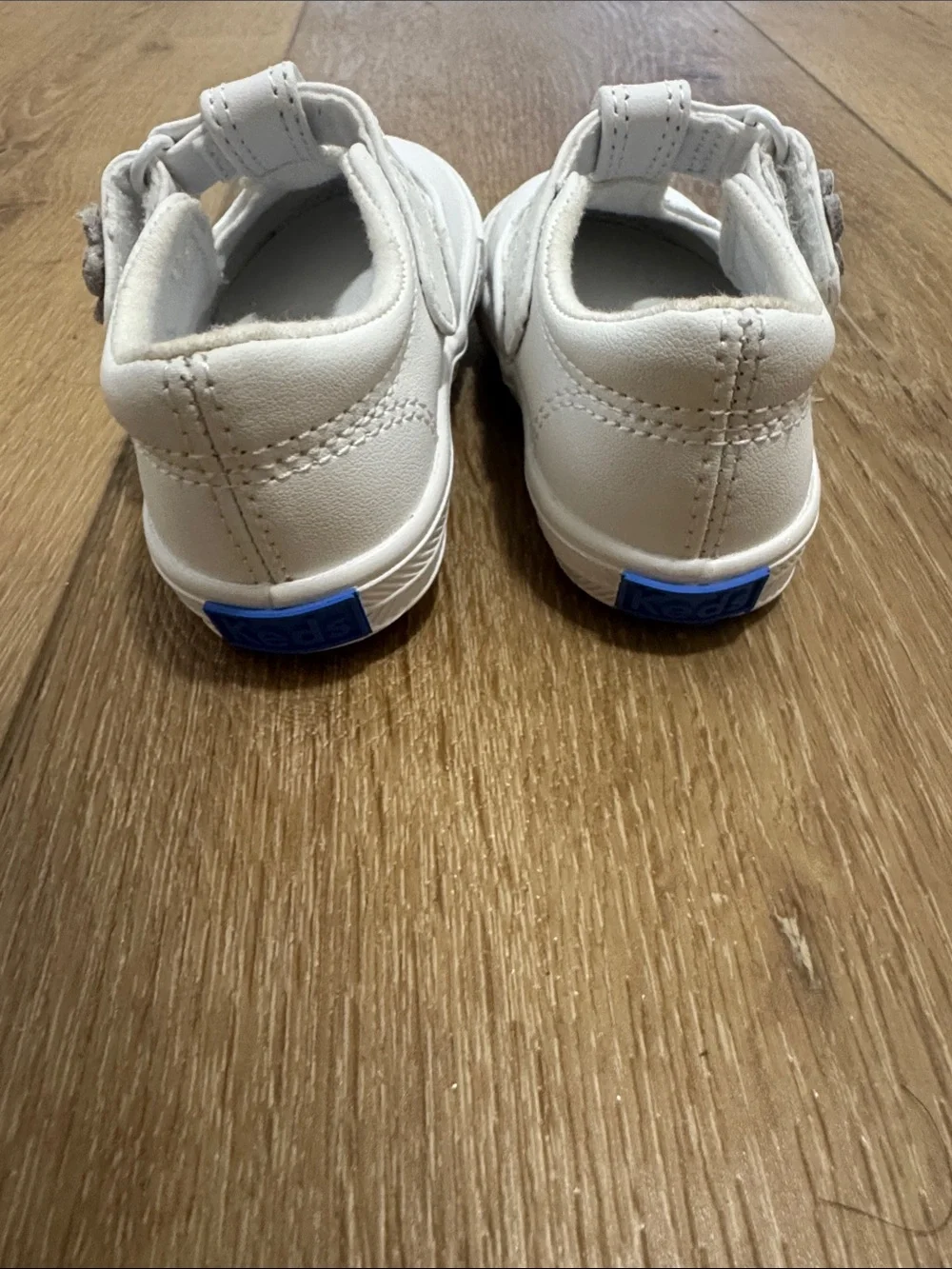 Keds White Girls Mary Jane Shoes with Flower Accent